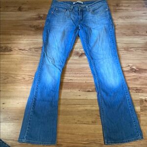 Levi's Blue Flare Wide Leg Jeans with Natural Fading